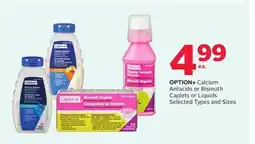 Rexall OPTION+ Calcium Antacids or Bismuth Caplets or Liquids offer