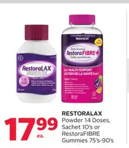 Rexall RESTORALAX Powder 14 Doses, Sachet 10's or RestoraFIBRE Gummies 75's-90's offer