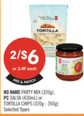 Shoppers Drug Mart NO NAME PARTY MIX (320g) PC SALSA (430ml) or TORTILLA CHIPS (320g - 350g) offer
