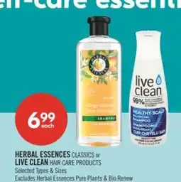 Shoppers Drug Mart HERBAL ESSENCES CLASSICS or LIVE CLEAN HAIR CARE PRODUCTS offer