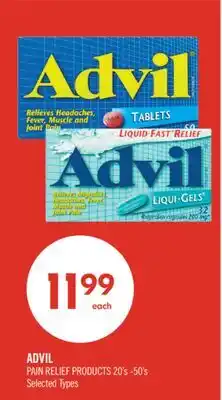 Shoppers Drug Mart ADVIL PAIN RELIEF PRODUCTS 20's -50's offer