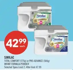 Shoppers Drug Mart SIMILAC TOTAL COMFORT (570g) or PRO-ADVANCE (584g) INFANT FORMULA POWDER offer
