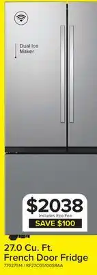 Leon's Samsung Stainless Steel Counter Depth 36 French Door Refrigerator (27cu.ft) - RF27CG5100SRAA offer