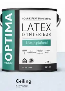 Matériaux Pont Masson Optima Ceiling Interior Latex Paint Pure White 3.78 L offer