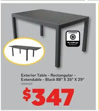 Matériaux Pont Masson Exterior Table - Rectangular - Extendable - Black - 88 x 35 x 29 offer