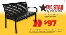 Matériaux Pont Masson Dark Charcoal Steel Bench, 125 x 60 x 80 cm, Durable Polywood offer