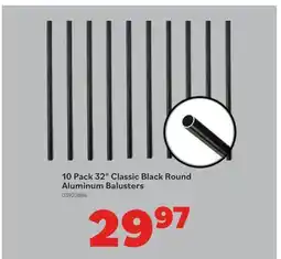 Matériaux Pont Masson 10 Pack 32 Classic Black Round Aluminum Balusters offer
