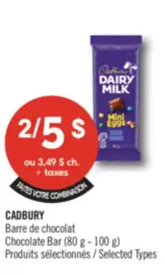 Pharmaprix CADBURY Chocolate Bar offer
