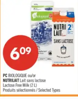 Pharmaprix PC BIOLOGIQUE or NUTRILAIT Lactose Free Milk (2 L) offer