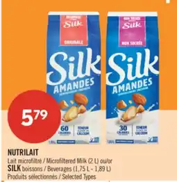 Pharmaprix NUTRILAIT Microfiltered Milk (2 L) or SILK Beverages (1,75 L - 1,89 L) offer