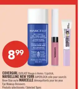 Pharmaprix COVERGIRL OUTLAST Lipstick, MAYBELLINE NEW YORK SUPERLOCK or MARCELLE Eye Makeup Removers offer