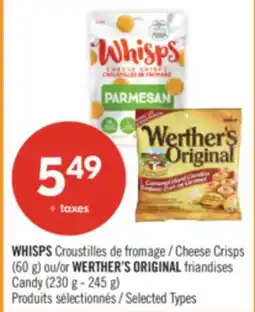 Pharmaprix Cheese Crisps (60 g) ou/or WERTHER'S ORIGINAL friandises Candy (230 g - 245 g) offer