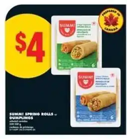 No Frills SUMMI SPRING ROLLS or DUMPLINGS offer
