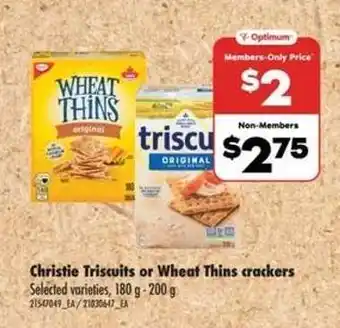 No Frills Christie Triscuits or Wheat Thins crackers offer