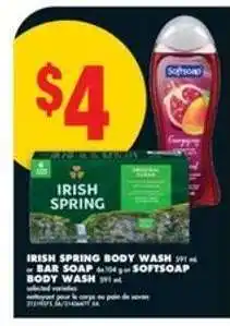 No Frills Irish Spring Body Wash or Bar Soap or Softsoap Body Wash offer
