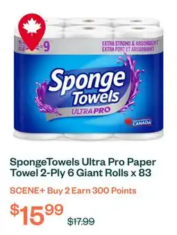 Voilà SpongeTowels Ultra Pro Paper Towel 2-Ply 6 Giant Rolls x 83 Sheets offer