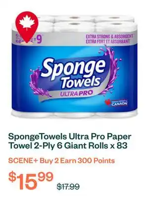 Voilà SpongeTowels Ultra Pro Paper Towel 2-Ply 6 Giant Rolls x 83 Sheets offer