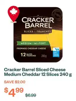 Voilà Cracker Barrel Sliced Cheese Medium Cheddar 12 Slices 240 g offer