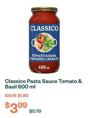Voilà Classico Pasta Sauce Tomato & Basil 600 ml offer