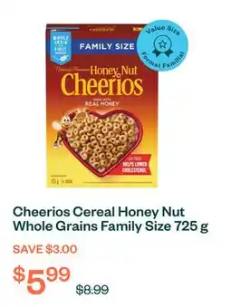 Voilà Cheerios Cereal Honey Nut Whole Grains Family Size 725 g offer