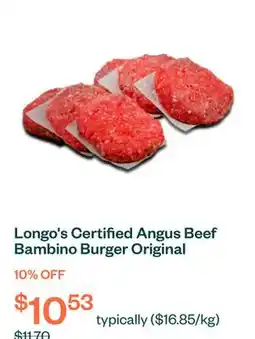 Voilà Longo's Certified Angus Beef Bambino Burger Original offer