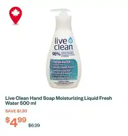 Voilà Live Clean Hand Soap Moisturizing Liquid Fresh Water 500 ml offer