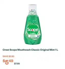 Voilà Crest Scope Mouthwash Classic Original Mint 1 L offer