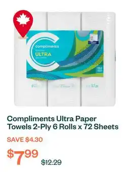 Voilà Compliments Ultra Paper Towels 2-Ply 6 Rolls x 72 Sheets offer