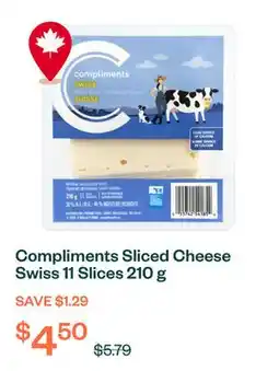 Voilà Compliments Sliced Cheese Swiss 11 Slices 210 g offer
