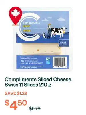 Voilà Compliments Sliced Cheese Swiss 11 Slices 210 g offer