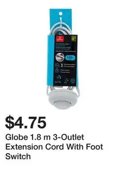 Dollarama Globe 1.8 m 3-Outlet Extension Cord With Foot Switch offer