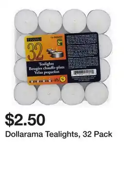 Dollarama Dollarama Tealights, 32 Pack offer