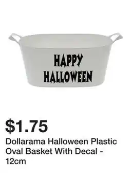 Dollarama Dollarama Halloween Plastic Oval Basket With Decal - 12cm offer