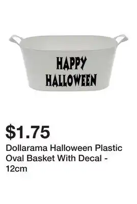 Dollarama Dollarama Halloween Plastic Oval Basket With Decal - 12cm offer