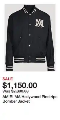 Holt Renfrew AMIRI MA Hollywood Pinstripe Bomber Jacket offer