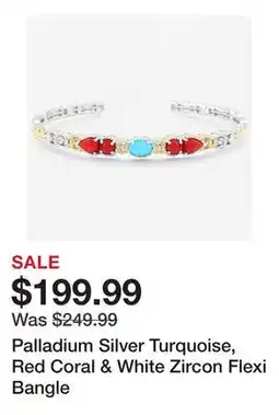 TSC Stores Palladium Silver Turquoise, Red Coral & White Zircon Flexi Bangle offer