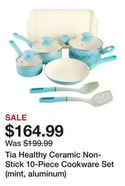 TSC Stores Tia Healthy Ceramic Non-Stick 10-Piece Cookware Set (mint, aluminum) offer