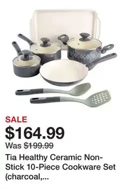 TSC Stores Tia Healthy Ceramic Non-Stick 10-Piece Cookware Set (charcoal, aluminum) offer