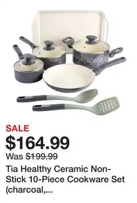 TSC Stores Tia Healthy Ceramic Non-Stick 10-Piece Cookware Set (charcoal, aluminum) offer