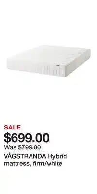 IKEA VÅGSTRANDA Hybrid mattress, firm/white offer