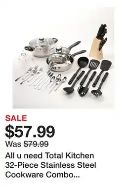 TSC Stores All u need Total Kitchen 32-Piece Stainless Steel Cookware Combo Set, Bakelite Handle offer