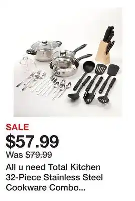 TSC Stores All u need Total Kitchen 32-Piece Stainless Steel Cookware Combo Set, Bakelite Handle offer