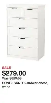 IKEA SONGESAND 6-drawer chest, white offer