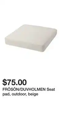 IKEA FRÖSÖN/DUVHOLMEN Seat pad, outdoor, beige offer