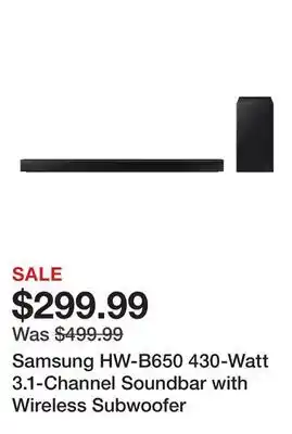 TSC Stores Samsung HW-B650 430-Watt 3.1-Channel Soundbar with Wireless Subwoofer offer