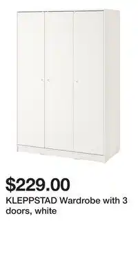 IKEA KLEPPSTAD Wardrobe with 3 doors, white offer