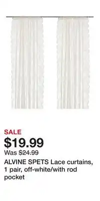 IKEA ALVINE SPETS Lace curtains, 1 pair, off-white/with rod pocket offer