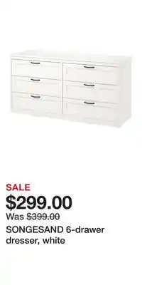 IKEA SONGESAND 6-drawer dresser, white offer