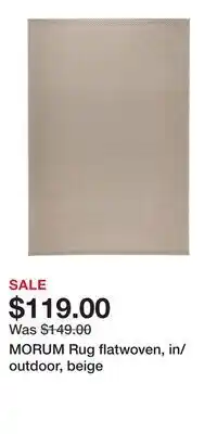 IKEA MORUM Rug flatwoven, in/outdoor, beige offer