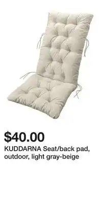 IKEA KUDDARNA Seat/back pad, outdoor, light gray-beige offer